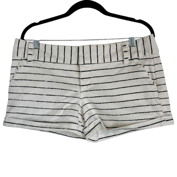 Alice + Olivia Striped Mid-Rise Cuffed Shorts Woman’s Size 12 - Picture 1 of 10